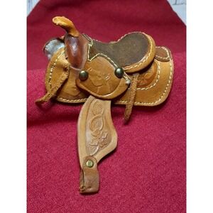 Mini Tooled Leather Sherpa Lined Saddle